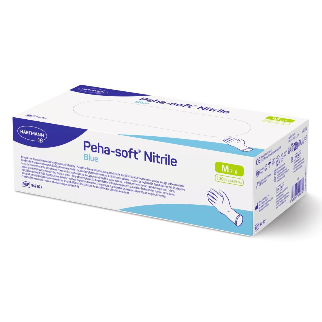 Einweghandschuhe Nitril puderfrei, blau, "Peha-soft® Nitrile blue" | 100 Stück/Box | Größe M 