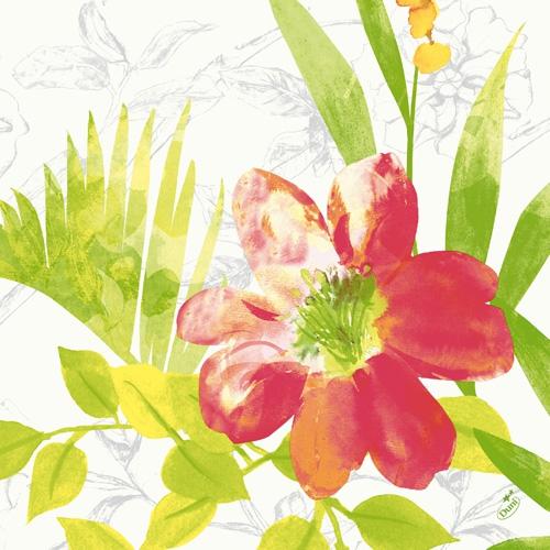 DUNI Klassik-Servietten 40 x 40 cm, 4-lagig, 1/4 Falz, 50 Stück/Pack | mit Motiv Summertime Red 
