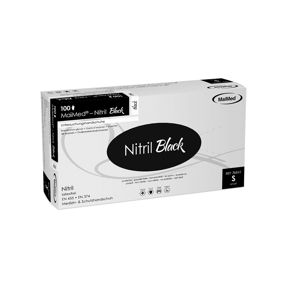 Einweghandschuhe Nitril, puderfrei, schwarz, "Nitril Black" | 100 Stück/Box Größe S, M, L, XL
