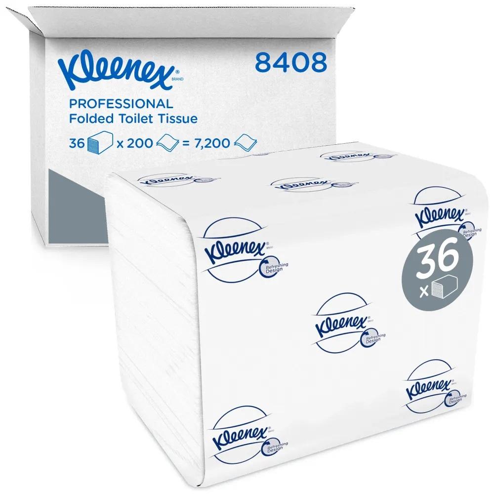 Toilettenpapier Einzelblatt 2-lagig, hochweiß "KLEENEX Ultra", 12,5 x 18,6 cm | 36 x 200 Blatt (=7.200 Blatt) 