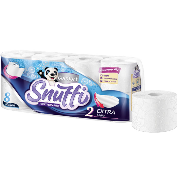 Toilettenpapier 2-lagig, "Snuffy Comfort", 250 Blatt/Rolle, weiß | 64 Rollen/Sack 