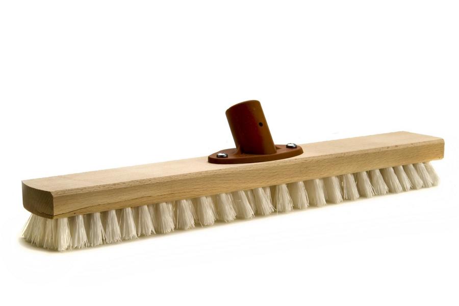 Industriewischer 40 cm, Körper: Holz, Borsten: weiße Kunststoff 6 Reihen | mit Stielhalter Kunststoff 