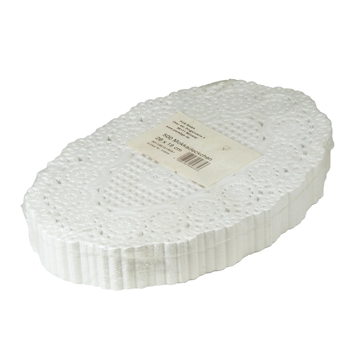 *Mokkadeckchen oval, weiß, 26 x 18 cm | 500 Stück 