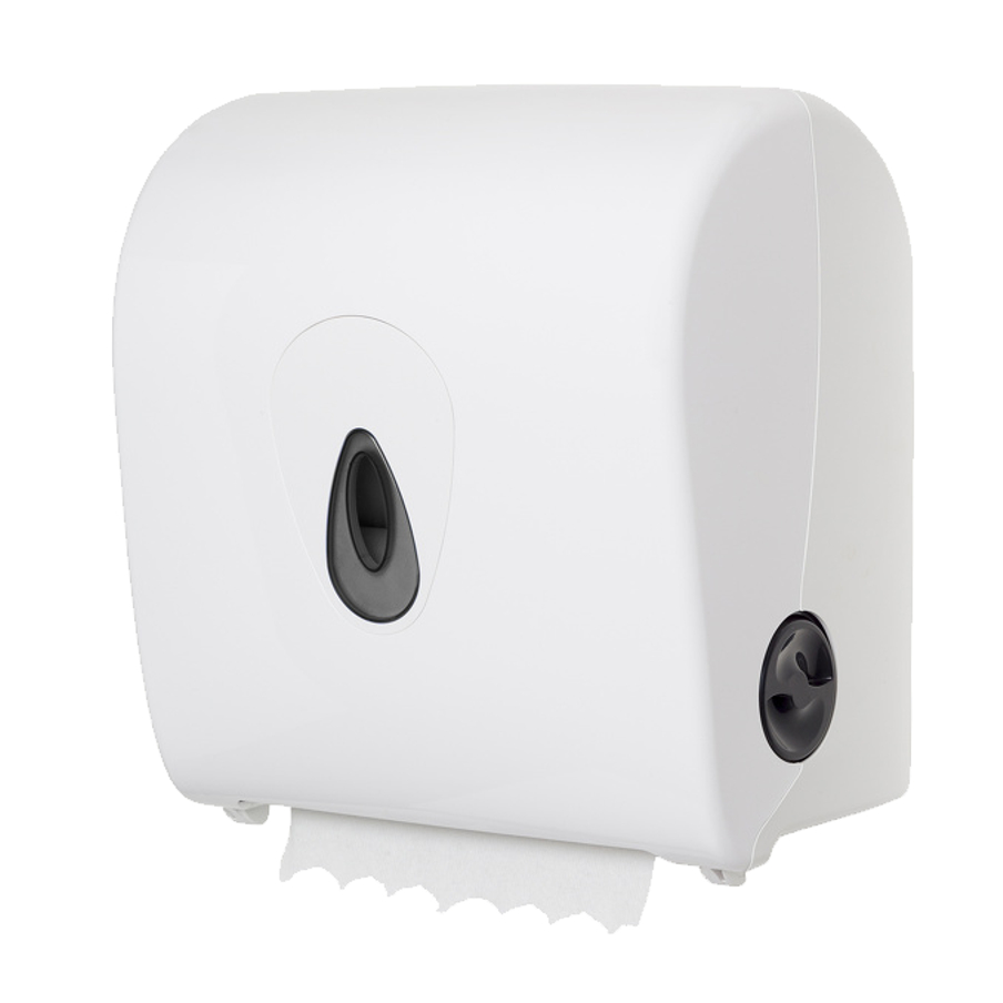 Rollenhandtuchspender "Maxi" manueller Papiertransport mit Autocutsystem, Außenabrollung |  weiß 
