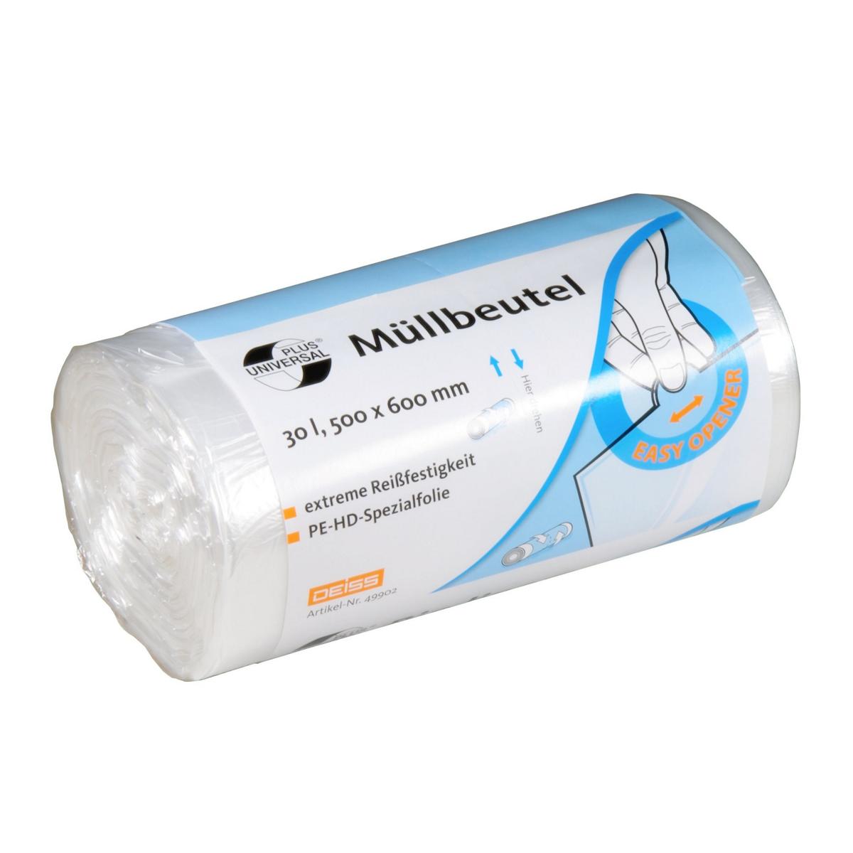 Müllbeutel  30 Liter, 6 µ, HDPE transparent, 500 x 600 mm | 100 Stück/Rolle 
