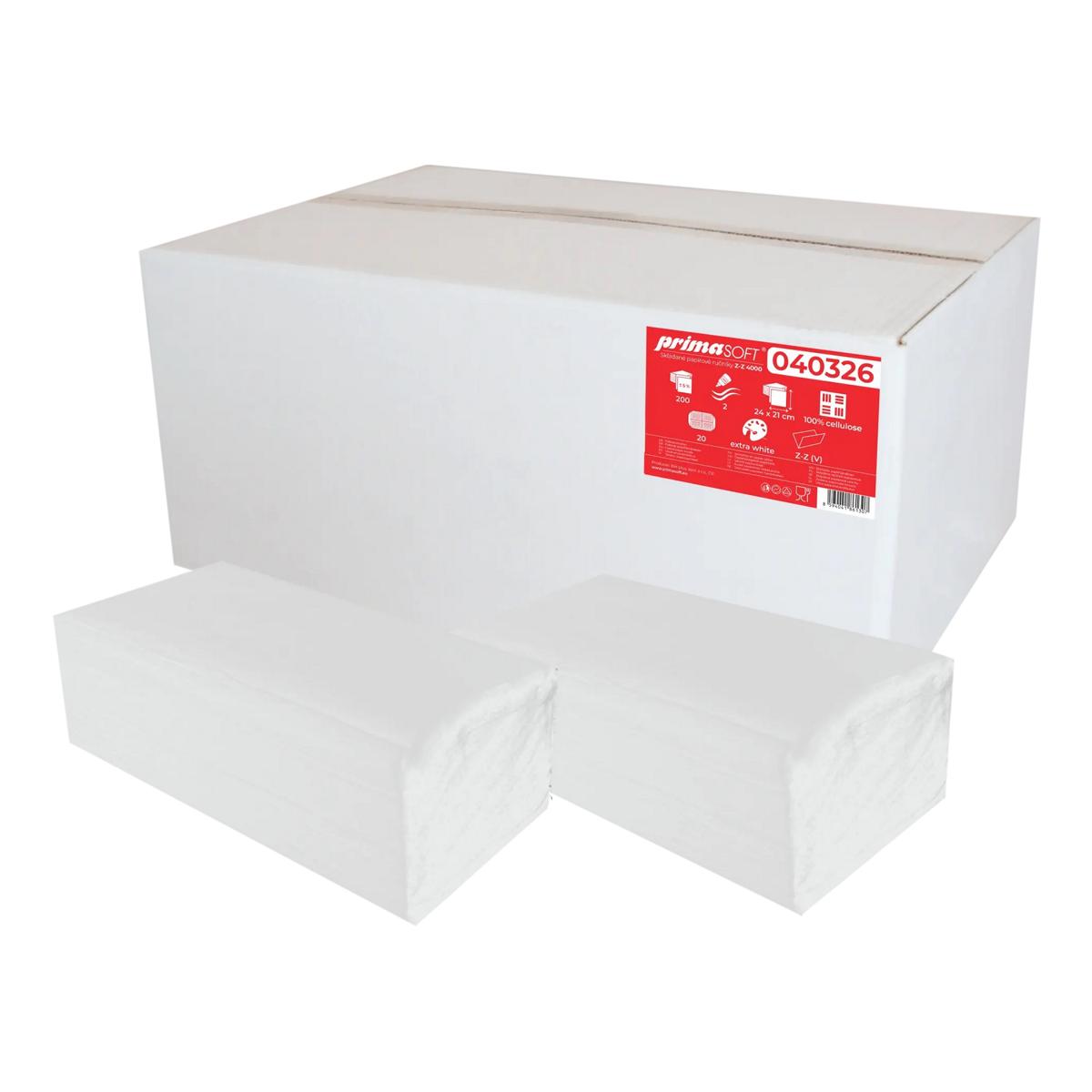 Papierhandtücher 2-lagig, 24 x 21,2 cm, Zick-Zack-Falz, 100% Zellulose | 4.000 Blatt/Karton