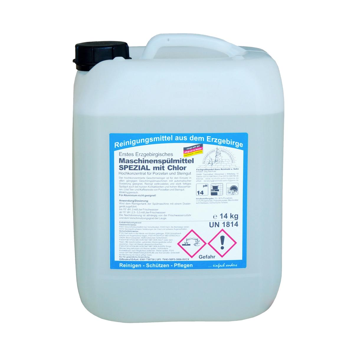 Erstes Erzgebirgisches Maschinenspülmittel SPEZIAL mit Chlor | 14 kg 
