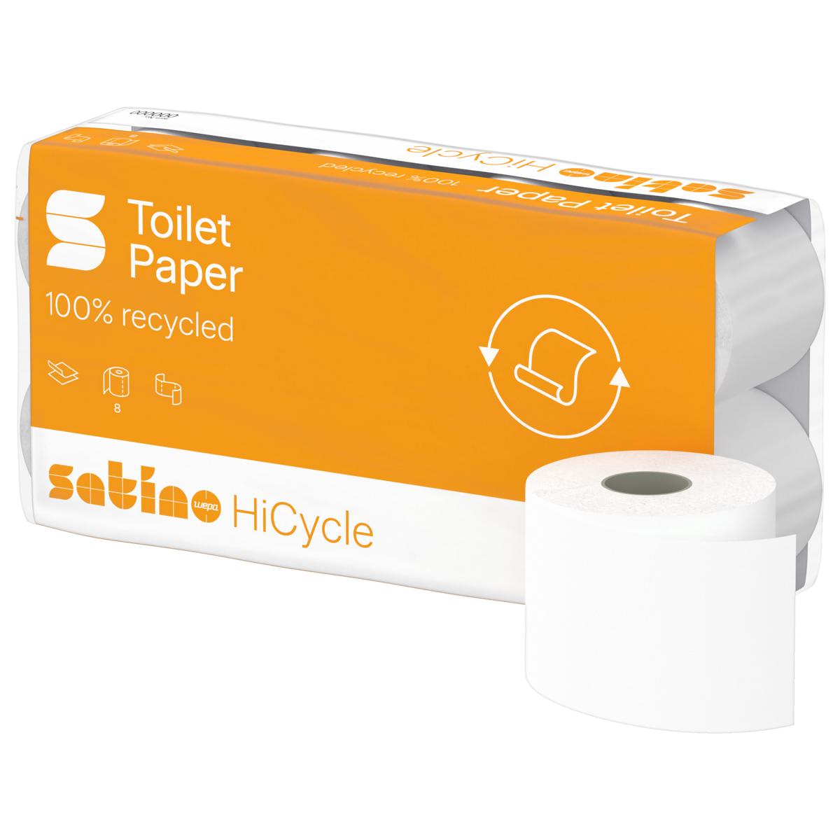 Toilettenpapier 2-lagig, 250 Blatt/Rolle, Recycling hell | 64 Rollen/Sack
