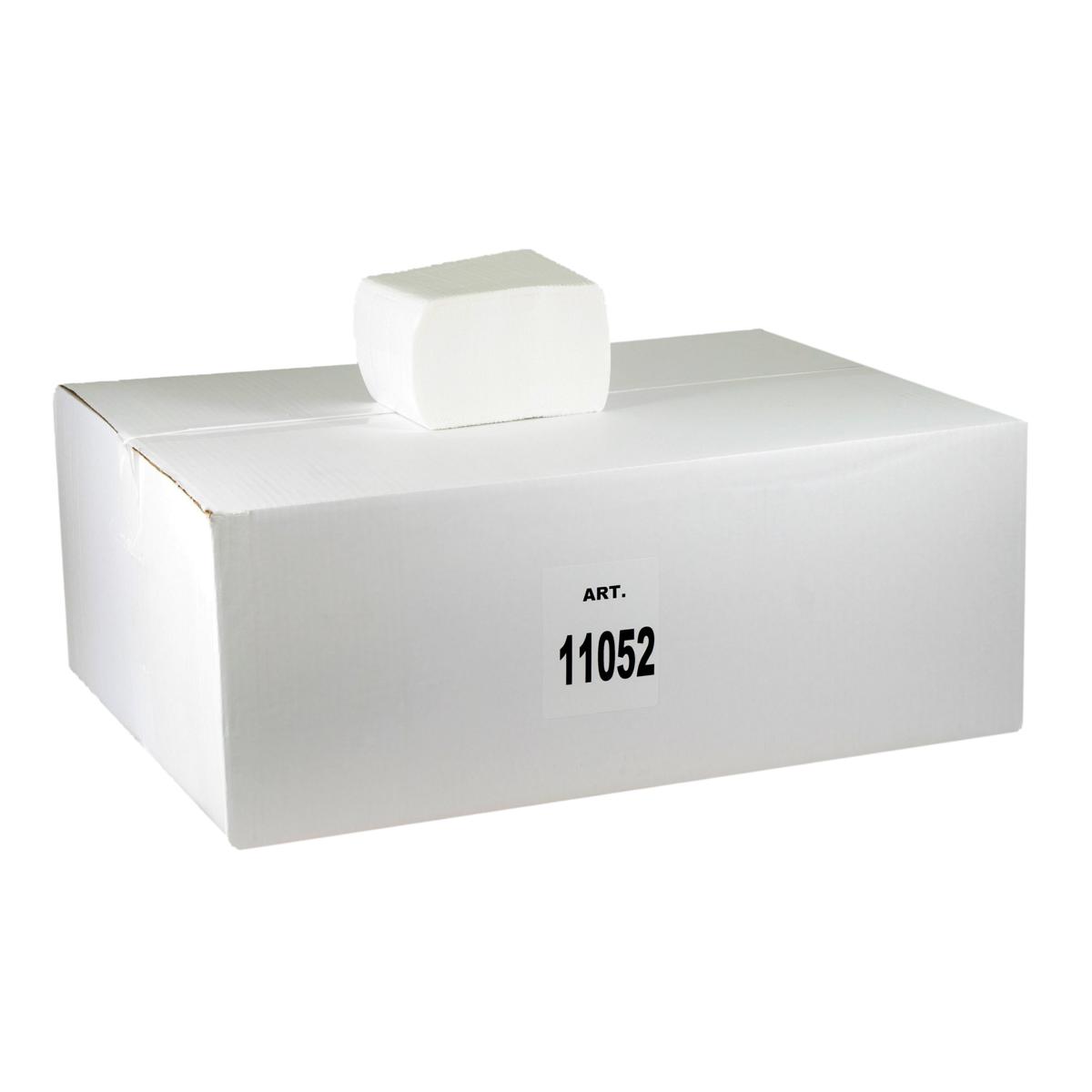 Toilettenpapier Einzelblatt 2-lagig, 100% Zellstoff weiß, 11,0 cm x 18,0 cm, 36 x 250 Blatt | 9.000 Blatt/Karton 
