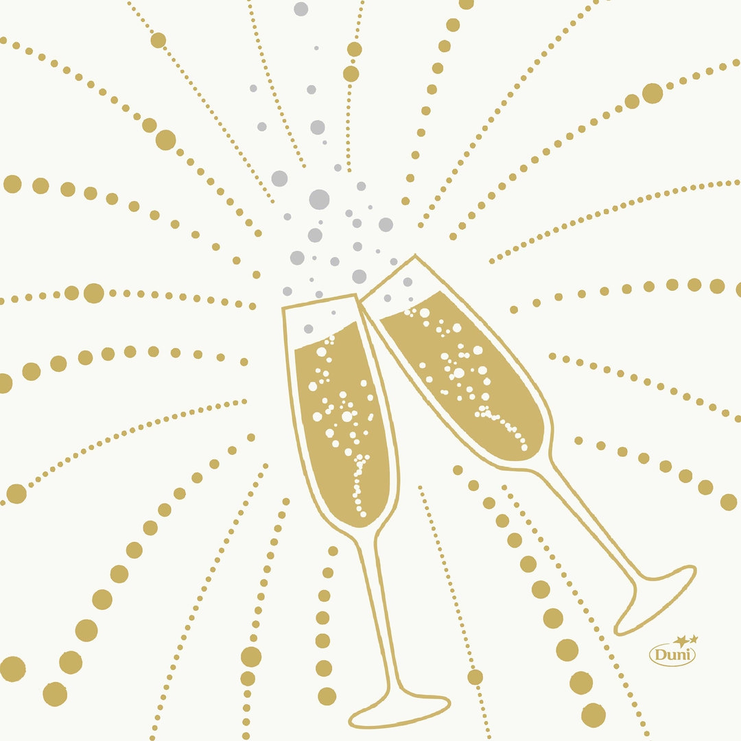 DUNI Zelltuch-Servietten 33 x 33 cm, 3-lagig, 1/4 Falz, 50 Stück/Pack | mit Motiv Festive Cheers White 
