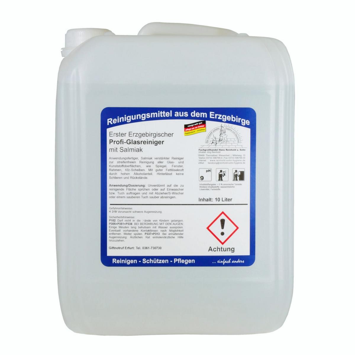 Erster Erzgebirgischer Profi-Glasreiniger mit Salmiak | 10 Liter 