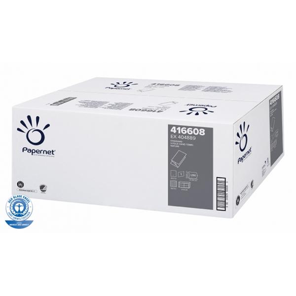 Papierhandtücher 1-lagig, 24,5 x 23 cm, Zick-Zack-Falz, ECO naturweiß | 5.000 Blatt/Karton 
