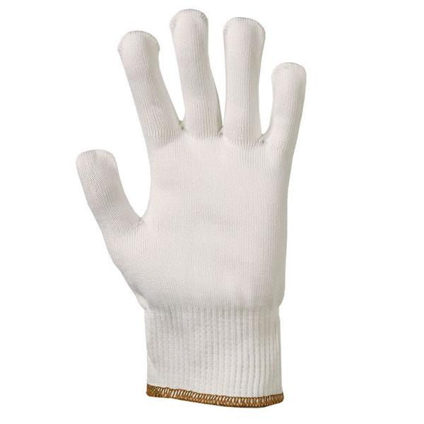 Arbeitsschutzhandschuh/Strickhandschuhe Kategorie II, schnitthemmend, optisch weiß | Größe  7 brauner Rand 
