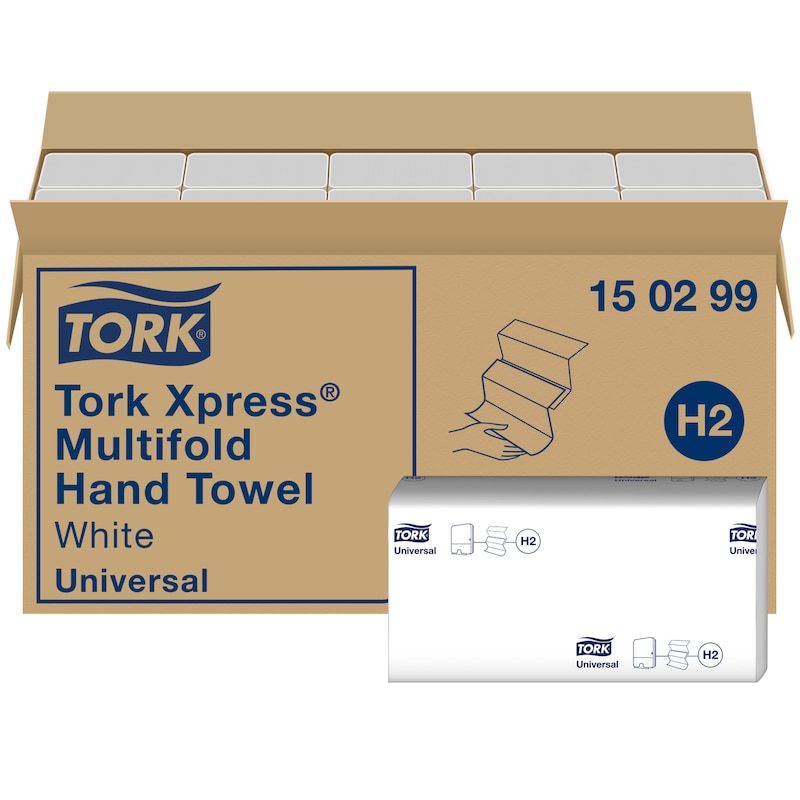 Papierhandtücher 2-lagig, Interfold, weiß "Tork Xpress® Multifold Universal" | 4740 Blatt/Karton