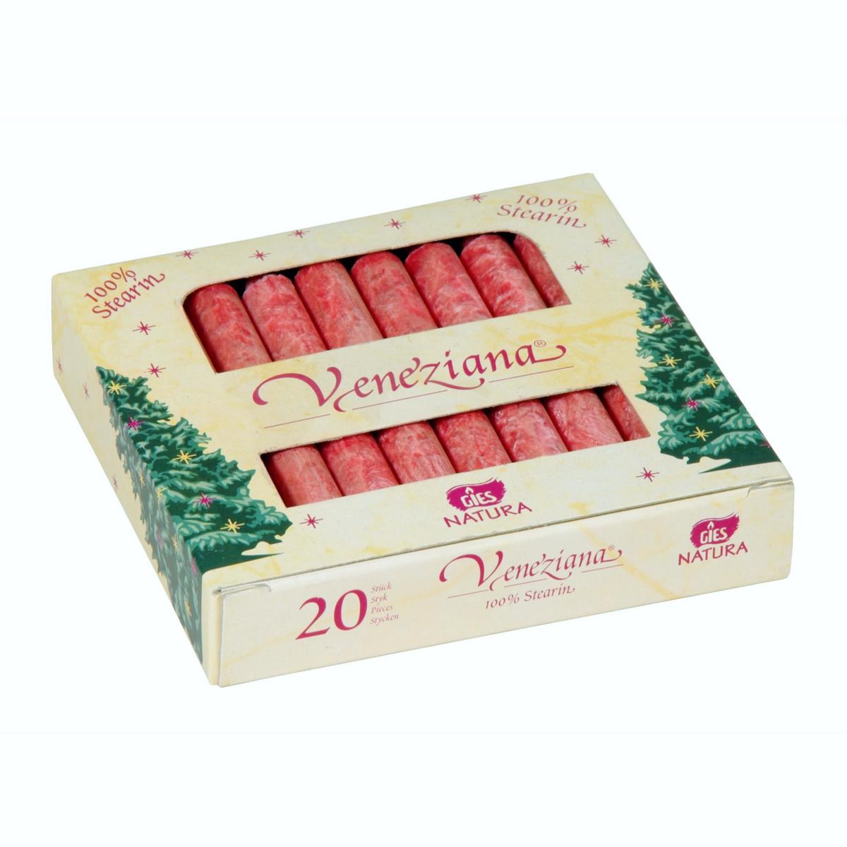 Baumkerzen "Veneziana" 110 x 12 mm, Farbe: blau, rot, weiß | 20 Stück/Pack 