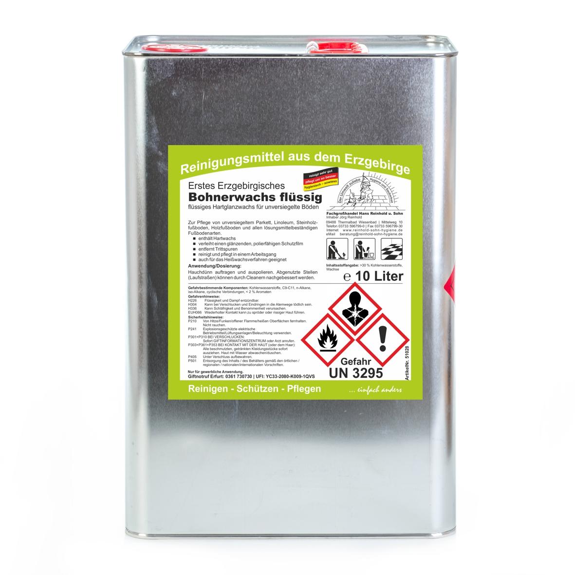 Erstes Erzgebirgisches Bohnerwachs flüssig | 10 Liter 
