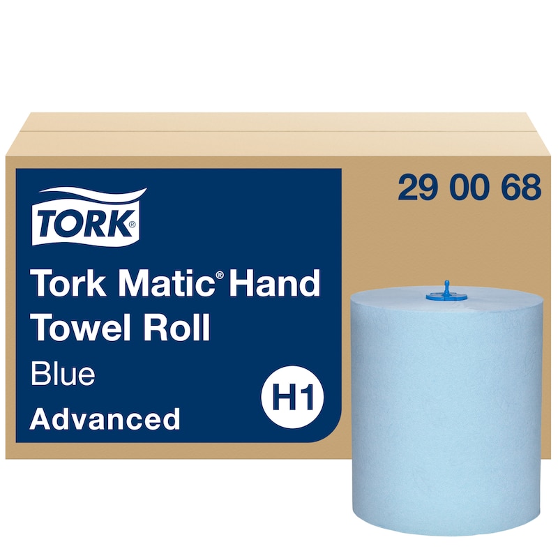 Papierhandtücher Rollenhandtücher Außenabrollung , 2-lagig, blau, 150 m, "Tork Advanced Blau" | 6 Rollen 