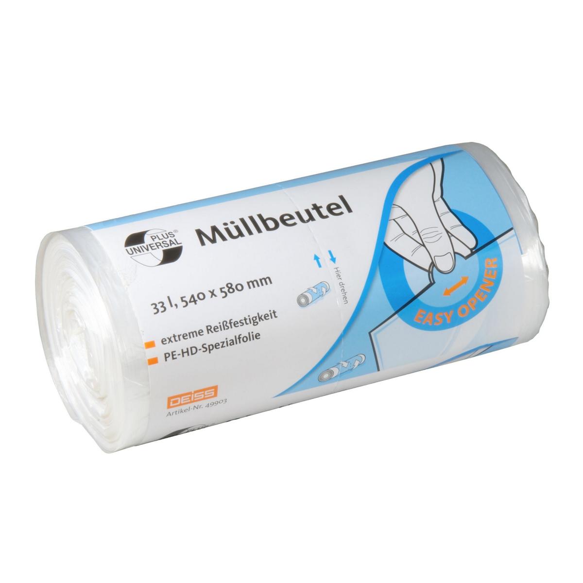 Müllbeutel  33 Liter, 6 µ, HDPE transparent, 540 x 580 mm | 100 Stück/Rolle 

