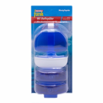Reinex® WC-Duftspüler flüssig, 1 Körbchen + 3 Nachfüller | Meeresfrische 3 x 55 ml 
