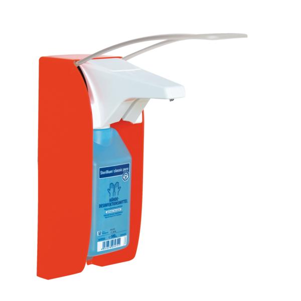 BODE Eurospender 1 plus signal rot für  350/500-ml-Flaschen, langer Armhebel (225 mm tief) | Metall 
