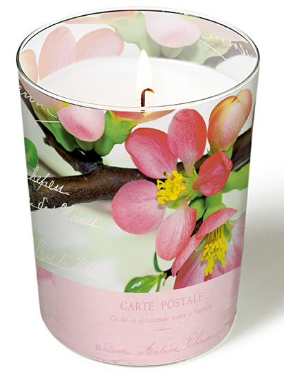 PAPER+DESIGN Glaskerze rund Ø 8,5 x 10 cm | passend zu Serviettenmotiv "Blütengrüße" 