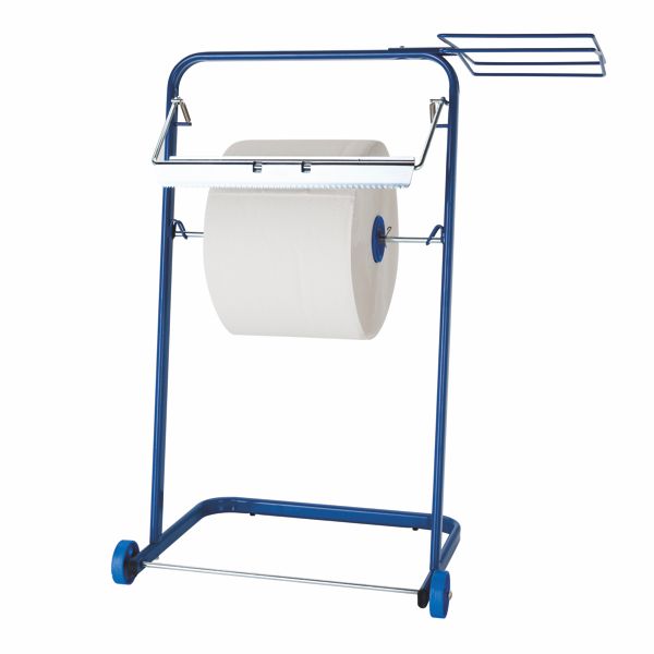 Putztuchrollen-Bodenständer | mit Müllsackhalterung für 120-Liter-Müllsäcke 
