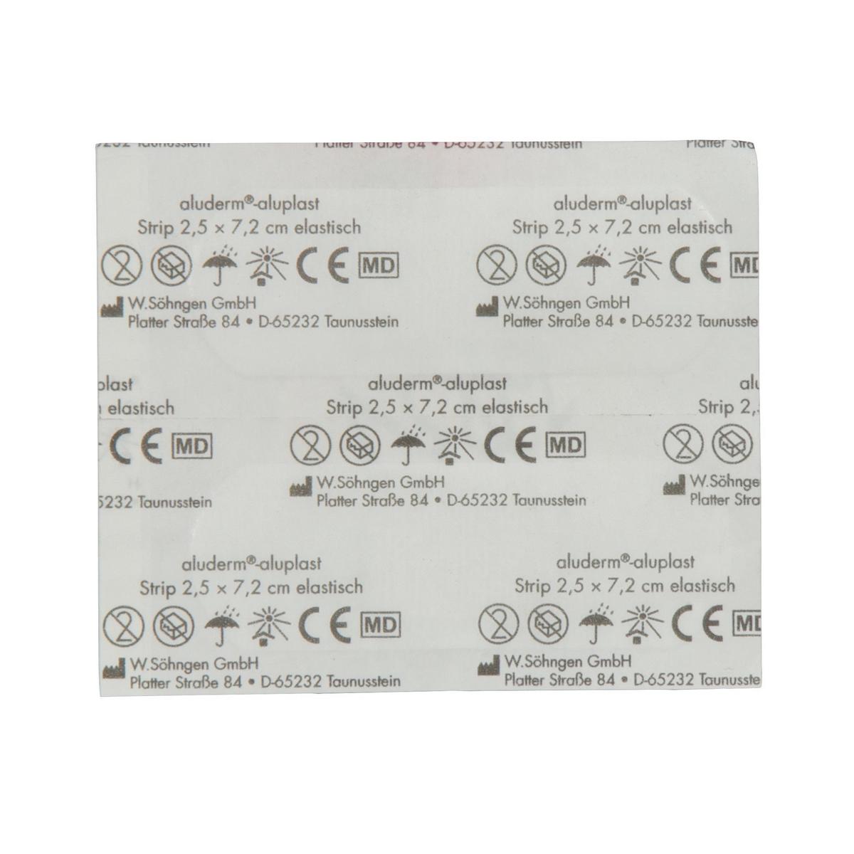 aluderm® -aluplast elastisch, 2,5 x 7,2 cm | 50 Stück einzeln eingesiegelt
