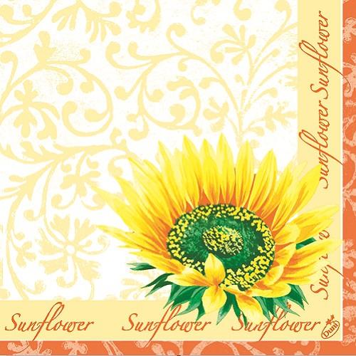Dunilin Servietten 40 x 40 cm, 50 Stück/Pack | mit Motiv Helianthus 