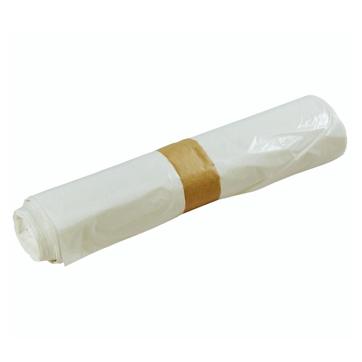 Müllbeutel  60 Liter, 18 µ, LDPE - Regenerat weiß, 630 x 850 mm | 40 Stück/Rolle 
