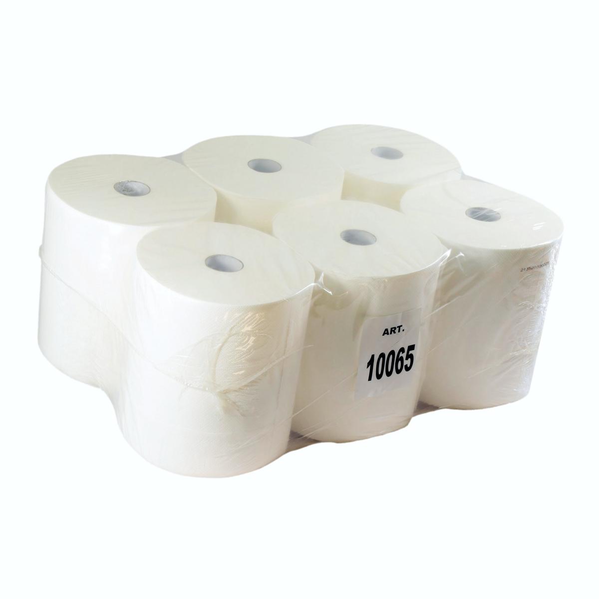 Papierhandtücher Rollenhandtücher Außenabrollung 2-lagig, Recycling weiß, 130 m | 6 Rollen 