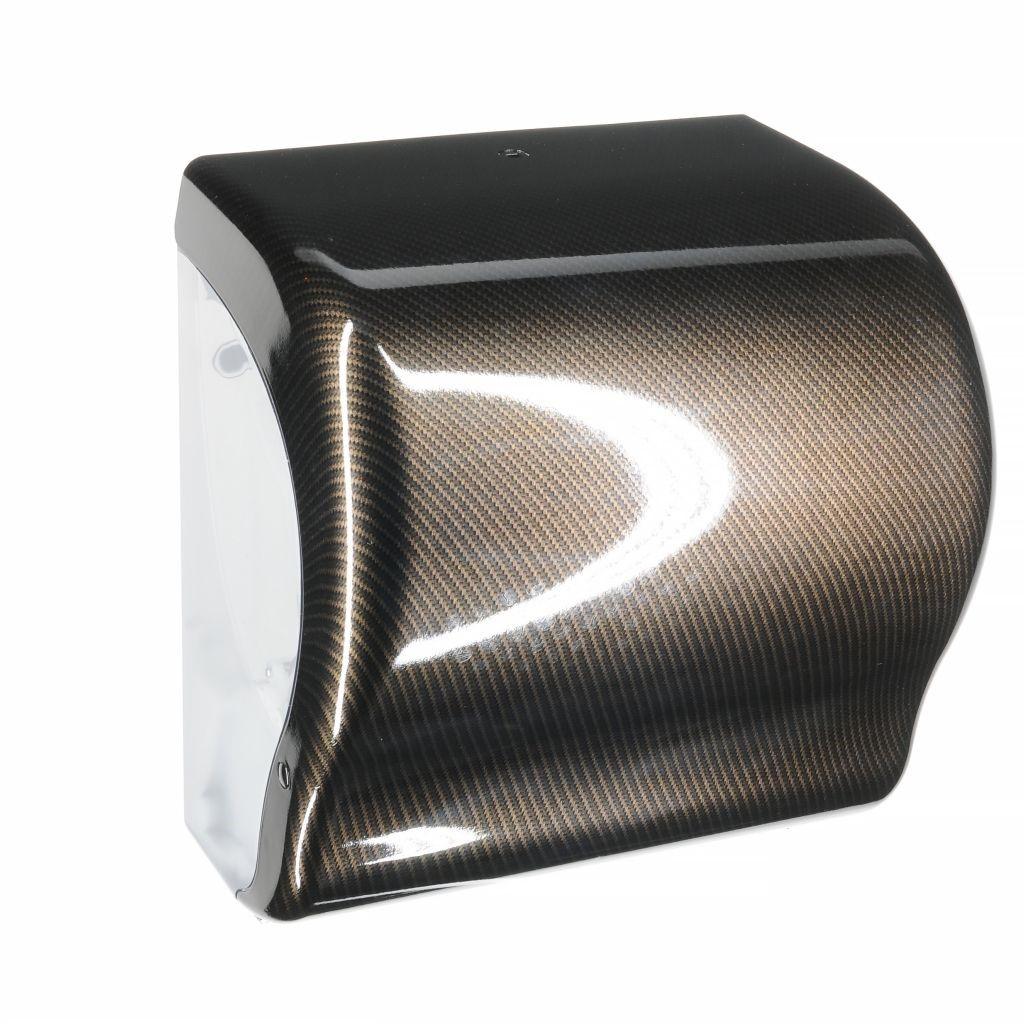 Rollenhandtuchspender "Unique LUX CUT Exklusive" manueller Papiertransport | carbon hochglanz 
