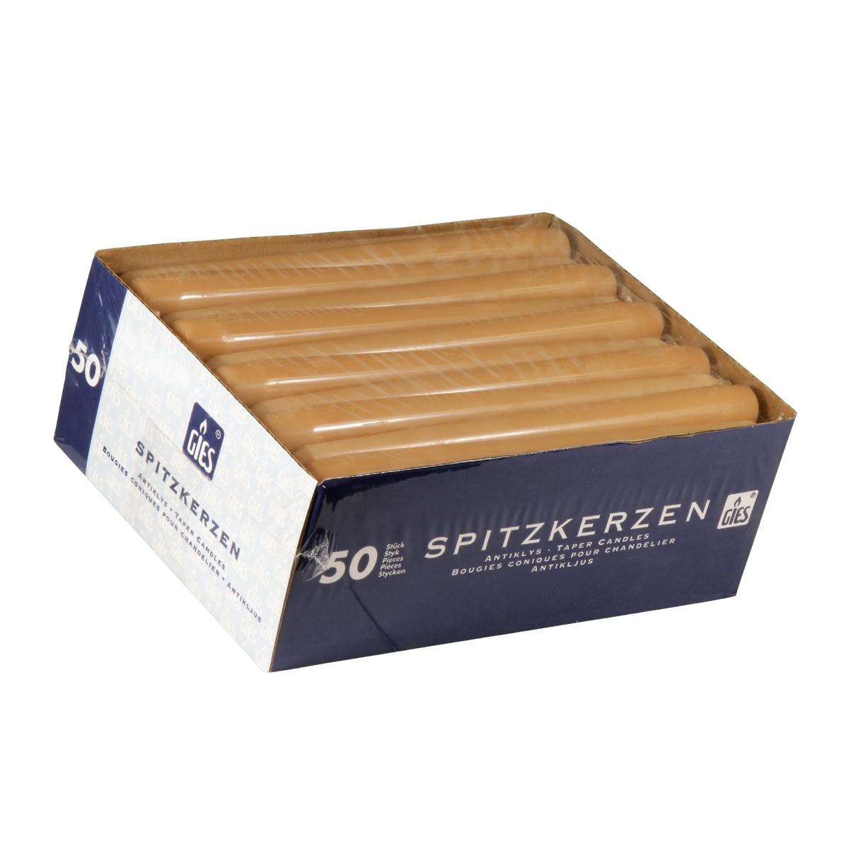 Spitzkerzen 245 x 24 mm, 50 Stück/Pack | Farbe sahara/cappuccino