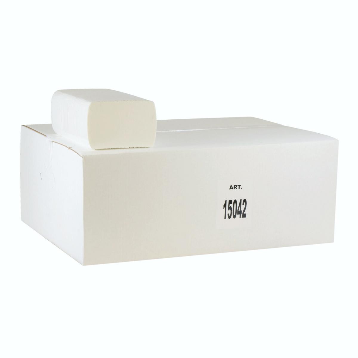 Papierhandtücher 3-lagig, 21,5 cm x 36,0 cm, Interfold, 100% Zellstoff weiß, 18 x 100 Tücher | 1.800 Blatt/Karton 