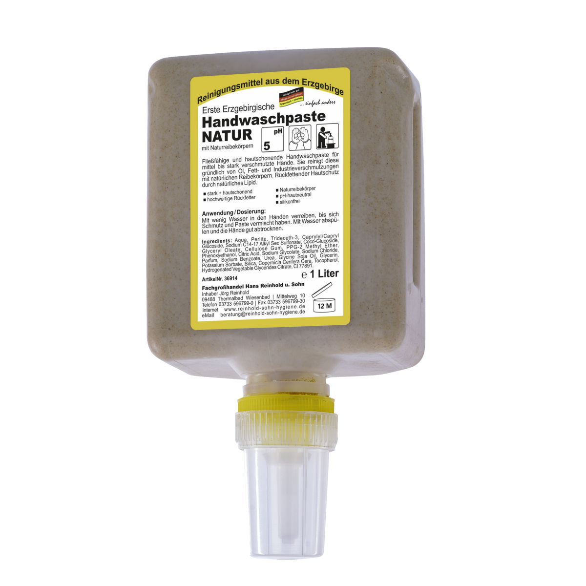 Erste Erzgebirgische Handwaschpaste NATUR |  1-Liter-Patrone 
