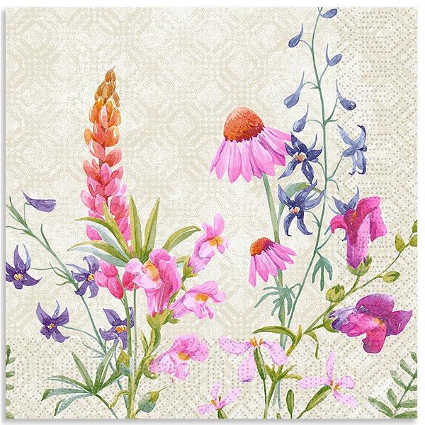 DUNI Zelltuch-Servietten 40 x 40 cm, 3-lagig, 1/4 Falz, 250 Stück/Pack | mit Motiv Floret  
