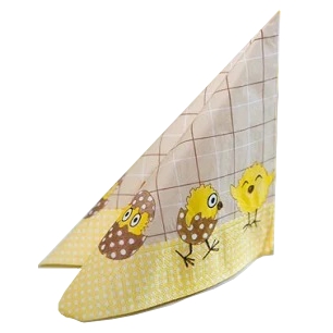 DUNI Zelltuch-Servietten 33 x 33 cm, 3-lagig, 1/4 Falz, 250 Stück/Pack | mit Motiv Easter Chicks 
