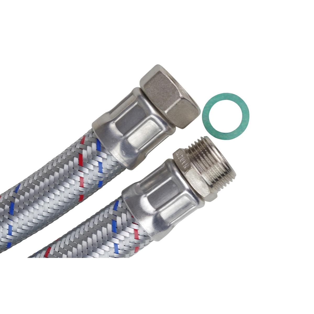 Zubehör/Ersatzteil: SFX® Panzerschlauch, DN19 - 3/4" ÜM x 3/4" AG Stahldraht Flexschlauch | 80 cm 