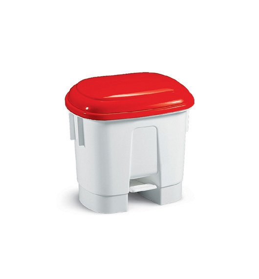 Abfallbehälter, Treteimer 30 Liter "Derby" | weiß-rot 

