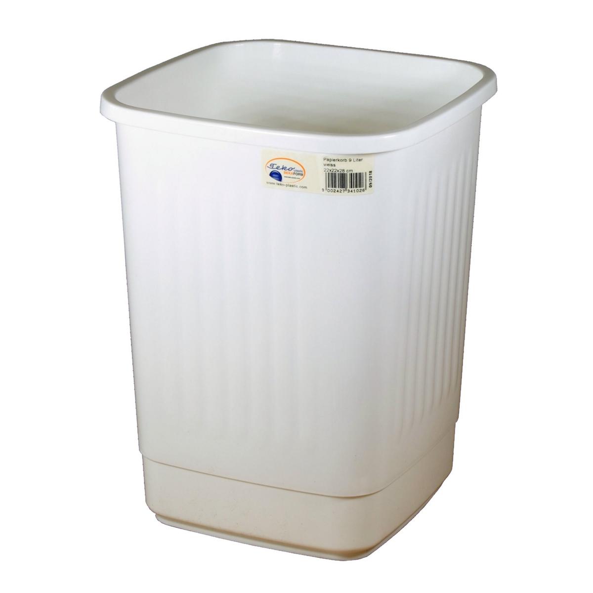 Abfallbehälter, Papierkorb  9 Liter eckig, geschlossen | Farben: weiß 
