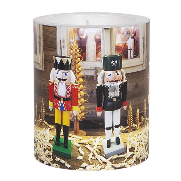 Dekorkerzen, 9,9 x 12 cm | mit Motiv Nussknacker 
