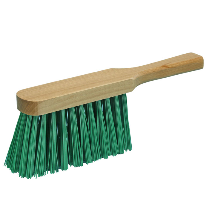 Handfeger 30 cm, Borsten: Kunstborstenmischung grün, Körper: Holz farblos gewachst 
