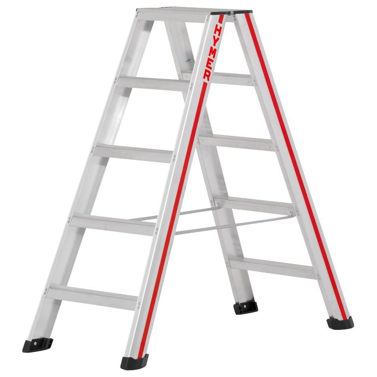Aluminium Stufenleiter "Hymer" beidseitig begehbar | 2 x 4 Stufen 