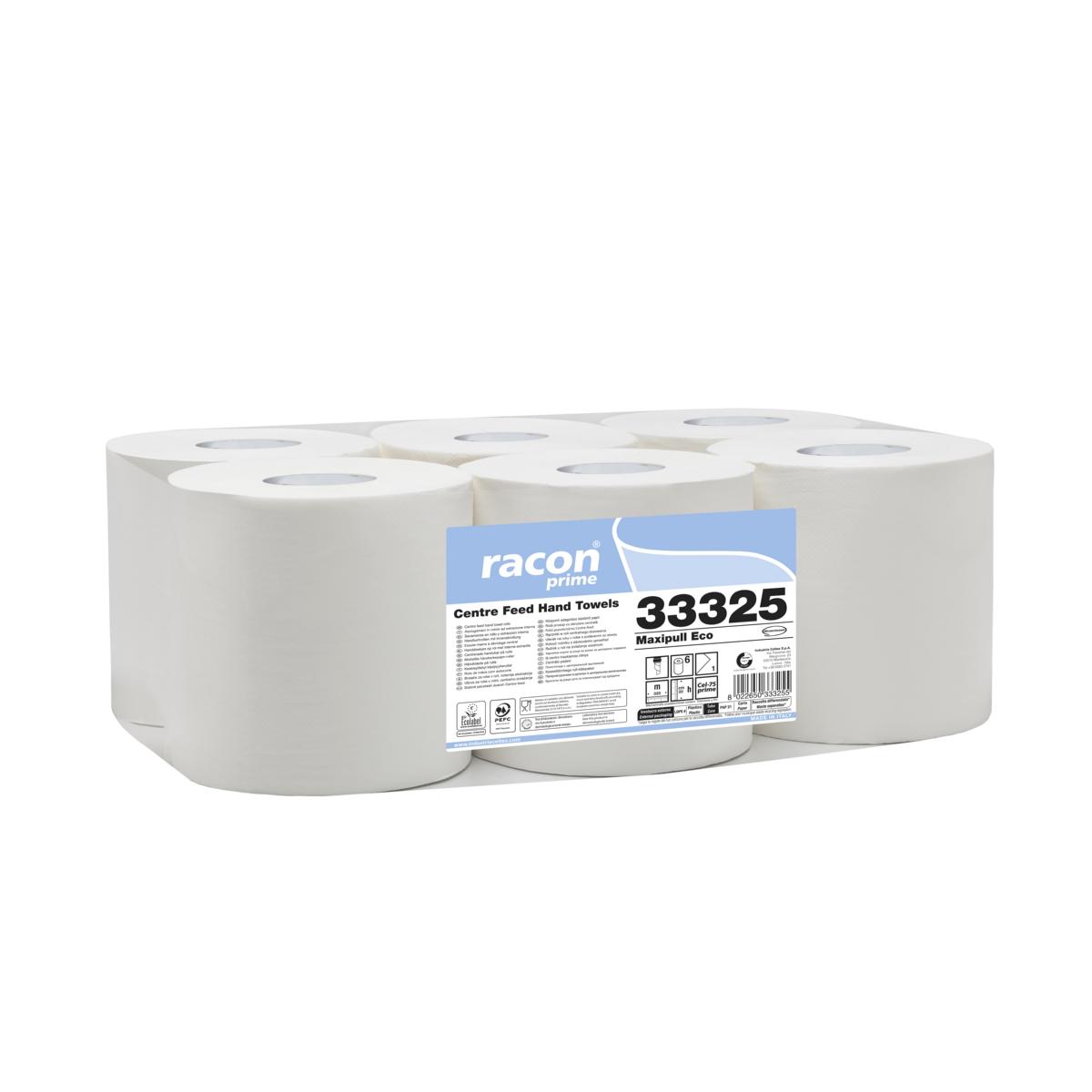 Papierhandtücher Rollenhandtücher Innenabrollung 1-lagig, CEL-75 weiß, 320 m, "MAXIPULL ECO" | 6 Rollen 
