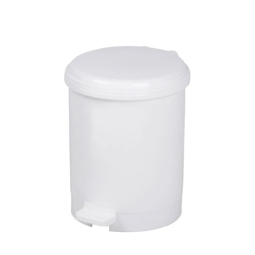 Abfallbehälter, Treteimer 12 Liter, rund, Kunststoff | weiß 