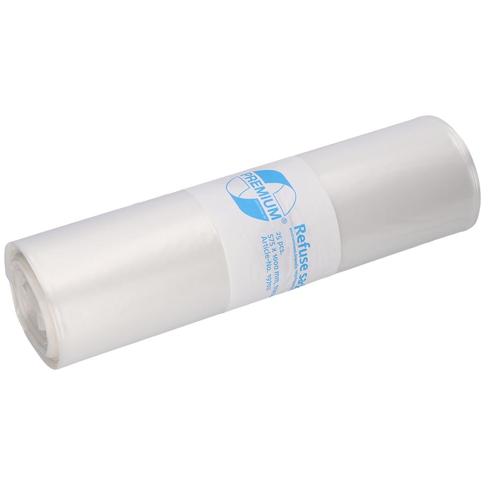 Müllsack   70 Liter, Typ 60, LDPE transparent, 575 x 1000 mm | 25 Stück/Rolle 
