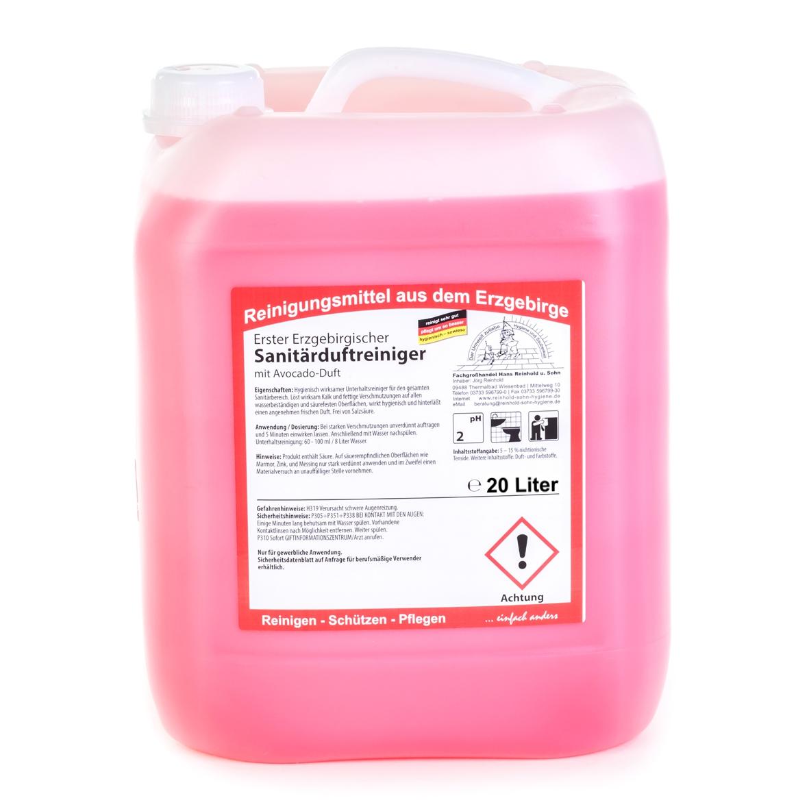 Erster Erzgebirgischer Sanitärduftreiniger, mit Avocado-Duft | 20 Liter 
