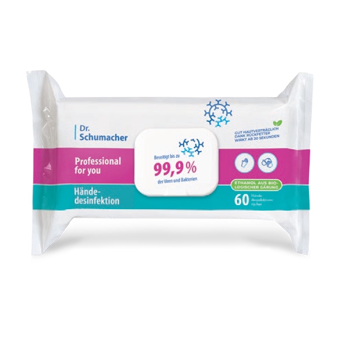 Professional for you Händedesinfektion Wipes 20 cm x 22 cm | 60 Tücher/Pack 