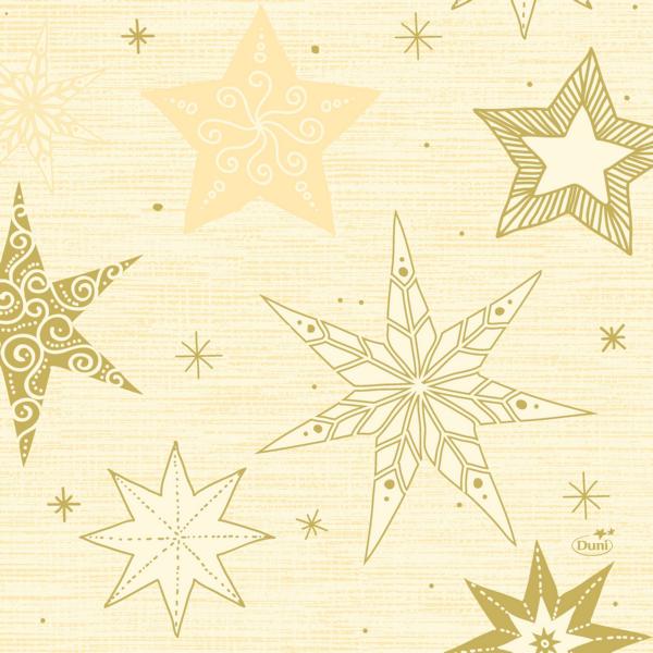 DUNI Zelltuch-Servietten 33 x 33 cm, 3-lagig, 1/4 Falz, 250 Stück/Pack | mit Motiv Star Stories Cream 
