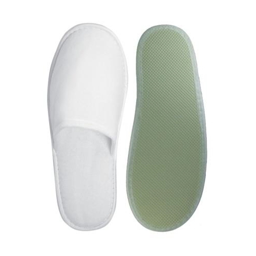 Badeslipper, Polyester-Velours geschlossen, 3 mm EVA-Sohle, weiß | 150 Paar