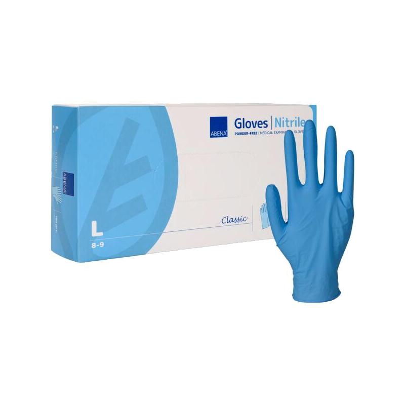 Einweghandschuhe Nitril puderfrei, "Abena Classic", blau, 100 Stück/Box | Größe L